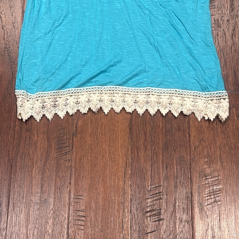 Medium Asymmetrical Blue Cap Sleeve Tee - Picture 6 of 9